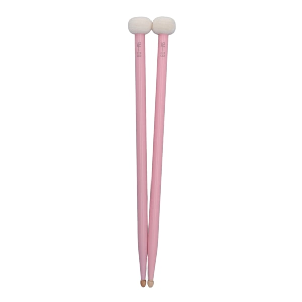 2Pcs Drum Mallet Felt Head Wooden Handle Non Slip Instrument Accessory Set Kit for Playing Pink