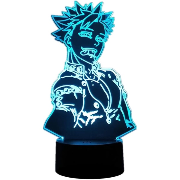 Anime 3D LED-illusjonslampe Manga De syv dødssyndene Gadget nattlys for hjemmet romdekorativt lys Ban-figur barn julegave