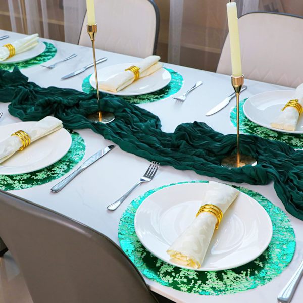 Grønne Engangs Dugunderlag Sett med 12 Runde 13 Tommer Grønn Folie Mesh Bordunderlag 12 Pakk Grønne Servietter for Spisebord Bryllup Fødsel Green 12