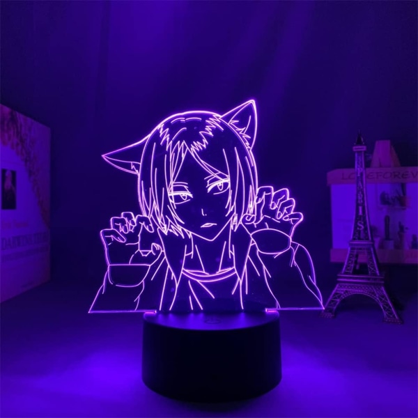 Akryyli Animen Lamppu Kenma Kozume Hahmo Jäähtynyt 3d Led Illuusio Yövalo Lasten Huoneen Sisustukseen 16 Väriä Vaihtuu Kaukosäätimellä Luova Valo