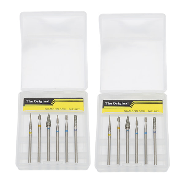 12 st Nail Drill Bit Set Diamant Nagel Fil Polering Slipning Bit Tillbehör för Borttagning av Död Hud