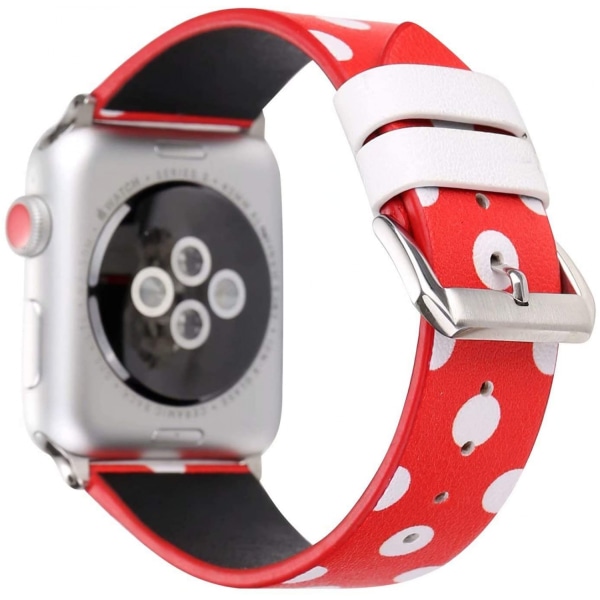 Dam Flickor Söt prickigt läderband kompatibelt med Apple Watch Series 6/SE/5/4 40mm och Series 3/2/1 38mm - Röd med vit, 38/40mm