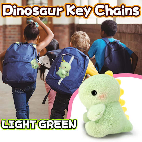 Fett Dinosaur Myke Dyr, Dino Kawaii Plussj Leke for Jenter og Gutter, Myk Dinosaur Plussj Leke Nøkkelring, Liten Dinosaur Plussj Light Green