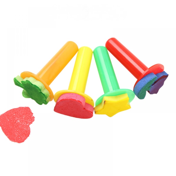 4pcs Plastic Handle Stamp Early Education Toys for Kids, DIY Graffiti Painting Tools for Kids