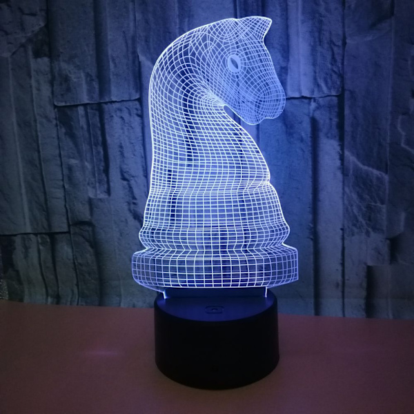 3D LED Optisk Illusion Akryl Nattlampa med Fjärrkontroll & Smart Touch 7 Färger Bytbar (Internationellt Schack)