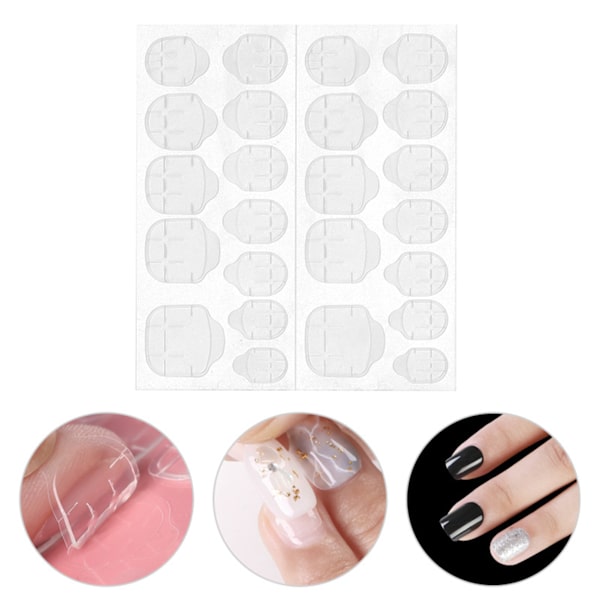 24 st Nail Glue Sticker Resin Flexibel Vattentät Andningsbar Falska Nagelspetsar för Kvinnor Flickor