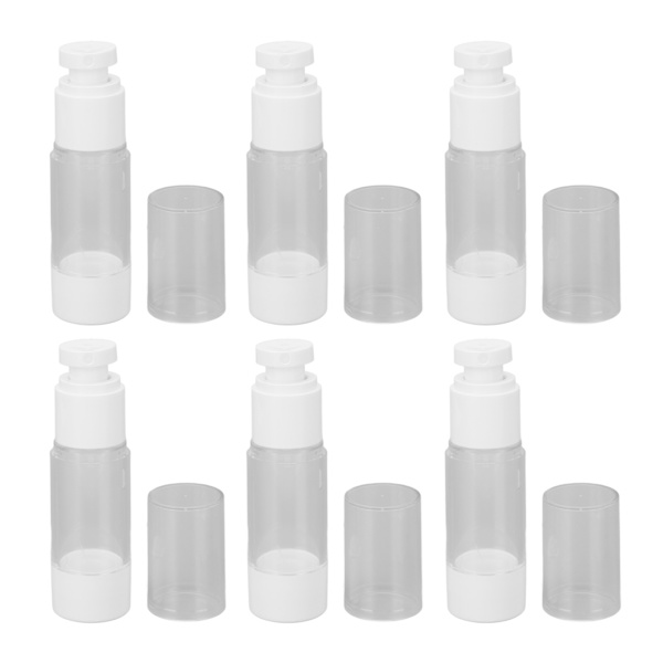 6 stk. kosmetiske flasker i plast med trykktype vakuum gjennomsiktig påfyllbar beholder 30 ml