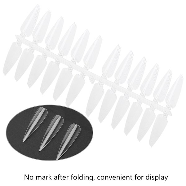 240PCS Fällbara platta bakspetsade nagelspetsar Manikyr färgdisplay övningsverktyg (transparent)