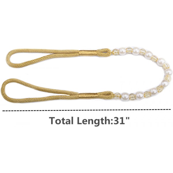 4 st konstgjorda pärlor gardinupphängningar, eleganta pärlband, dekorativa pärlgardinrep upphängningar (guld)