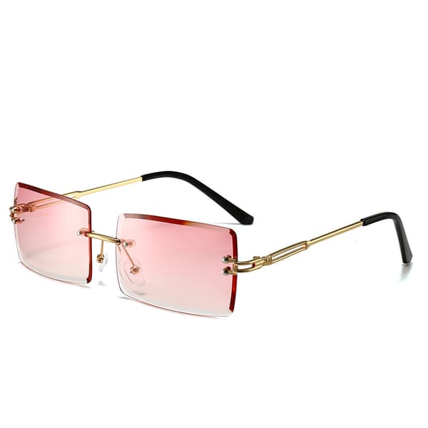 Vintage Rimless Solbriller Rektangulær Rammeløs Candy Farve Briller Kvinder Mænd