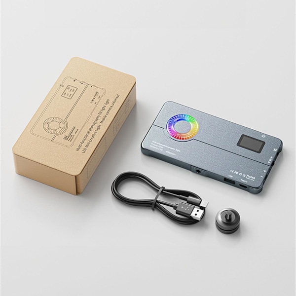 LimoStudio 4000mAh Ladattava Kannettava LED-valo Dynaaminen RGB-väritehoste, Värin ja kirkkauden säätö, Yhteensopiva useimpien älypuhelimien kanssa