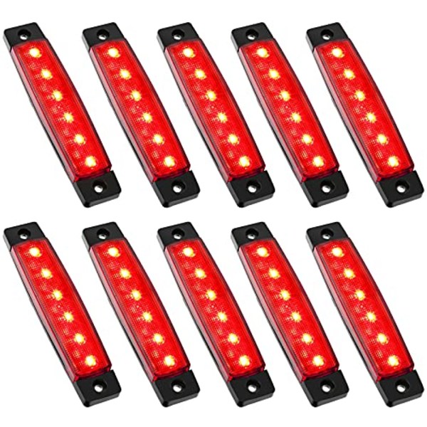 10 stycken LED-rockljus för bilar, exteriör för bilar, belysningssats för stänkskydd, vattentäta hjulljus med låg bländning, (röd)