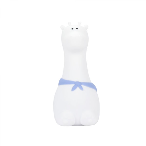Sød haj natlys 7 farver skiftende LED bærbar touch lampe til soveværelse USB genopladelig silikone dyr natlys（Giraffe blå）