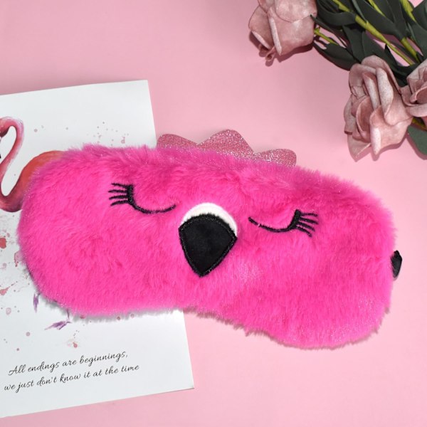 Rolig Flamingo Sovmask Ögonmask Söt Djur Sovmask Mjuk Plysch Ögonbindel Rese Ögonskydd för Barn Vuxna Flickor Bo