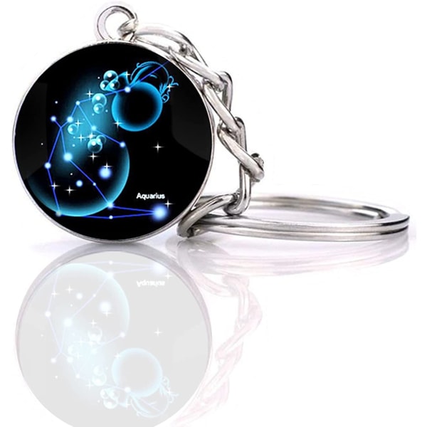 12 Constellation Glow In The Dark Creative Galaxy nyckelring, Aquarius-1