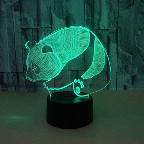 JUSTUP 3D Illusion Lampa LED Panda Nattljus Djurleksaker 7 färgskiftande Touch Sensor Skrivbordslampa med USB kabel dekoration för sovrummet