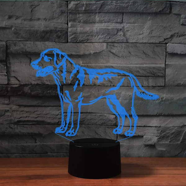 WJ 3D Gullhund Fjernkontroll 16 Farger Nattlys Illusjon Akryl LED Bordlampe Sengesidelampe Barn Soverom Skrivebord Dekor Bursdagsgaver Leke for Barn