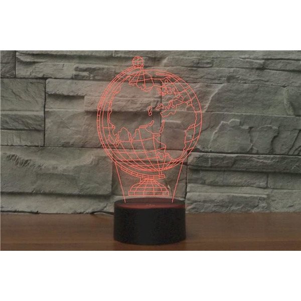 WJ 3D Globus Fjernbetjening 16 Farve Natlys Illusion Akryl LED Bordlampe Sengelampe Børneværelse Skrivebordsdekoration Fødselsdagsgaver Legetøj til Børn