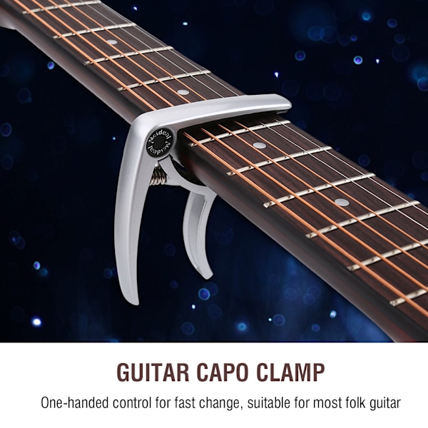 Enhandsgrepp för gitarr med snabbväxling i metall för klassiska gitarrer, silver