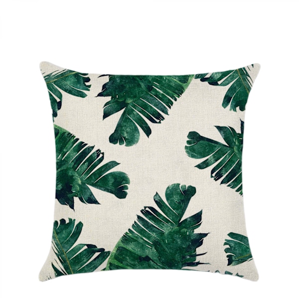 Dekorativt pynteputer Tropisk plante Grønne blader Putetrekk Lin Utendørs Innendørs Kvadratiske putetrekk for hjem Sofa 18x18 tommer (Mønster 13)