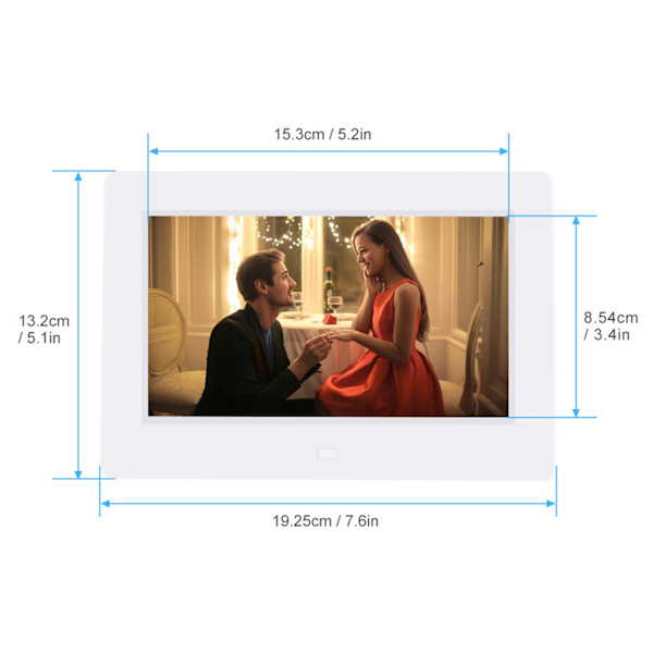 7 tum 1024*600HD Digital Fotoram Väckarklocka Spelare Album Fjärrkontroll Vit AU