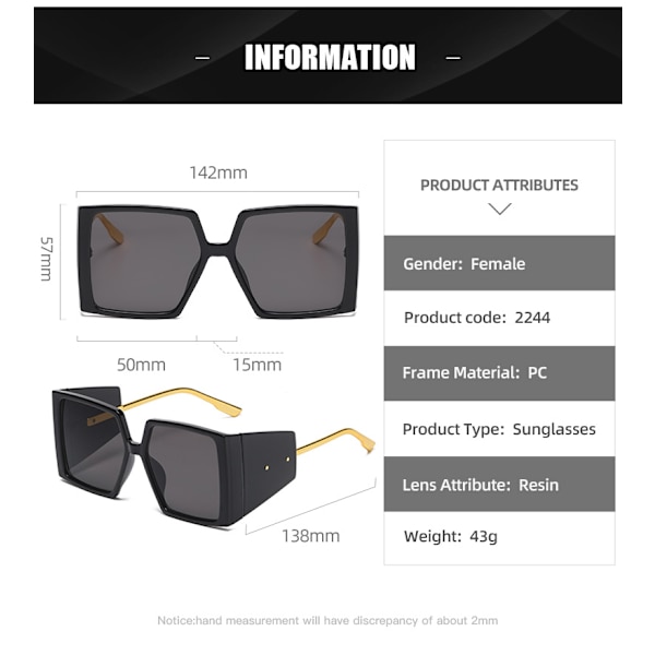 Wekity Dame Rimless Oversized Studded Solbriller Gradient Linse Nitte Mode