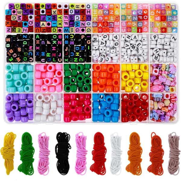 Pärlset för armband, vänskapsarmband med ponnypärlor, bokstavspärlor, berlocker och elastisk tråd för armband och smyckestillverkning Parent Rainbow Colors