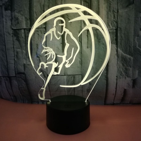 Qinwei Basketball Natlampe 3D Basketball Natlampe 16 Farver Optisk Illusion Touch Fjernbetjening med Akryl Bedste Fødselsdag Julegaver