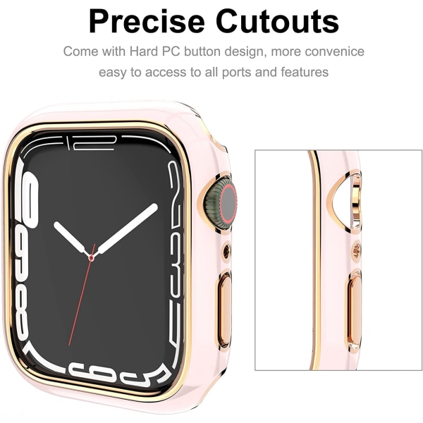 Til Apple Watch Series 7 41mm, belagt stift PC ramme etui slankt all-around kofanger etui til Apple Watch Series 7 （rose gold pink）