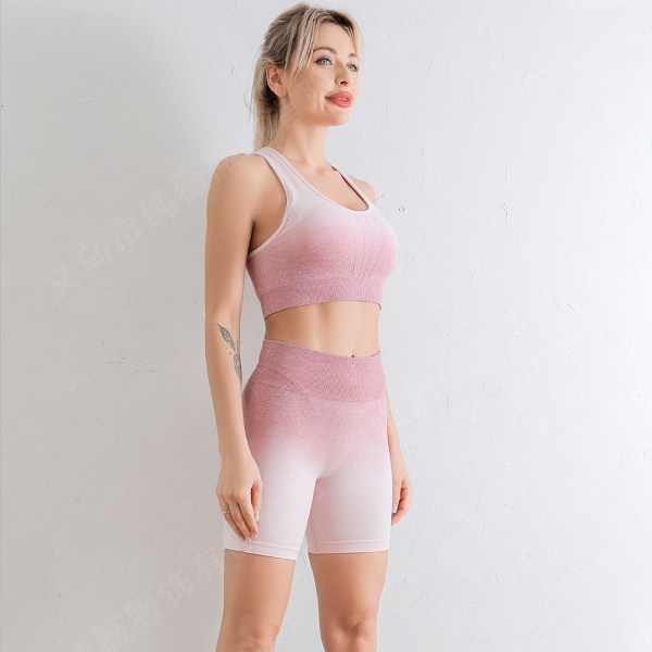 Famulily Sexy treningsantrekk for kvinner, sommer casual treningsstudio treningsløping treningsdress antrekk sportsklær yoga klær-rosa(M)