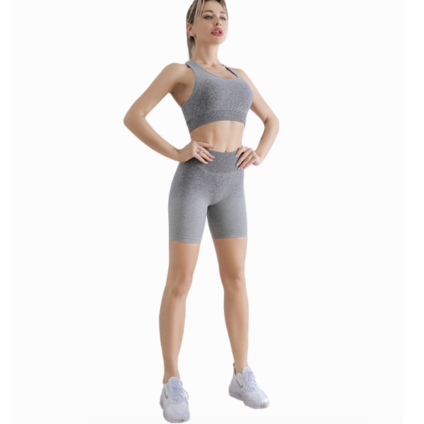 Familjesexig träningsoutfit för kvinnor ,Sommar Casual Gym Workout Löpning träningsoverall Outfits Sportkläder Yogakläder-Grå(M)