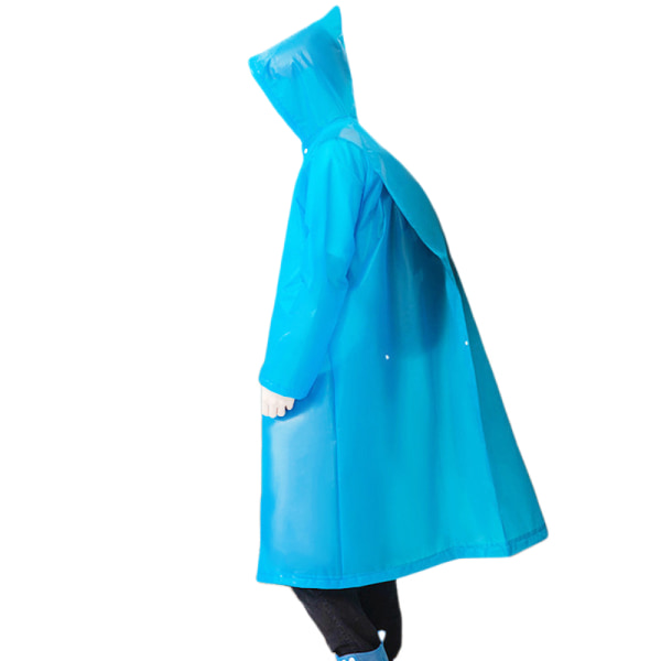 Bärbar regnjacka för vuxna regnponcho med huvor och ärmar (blå)