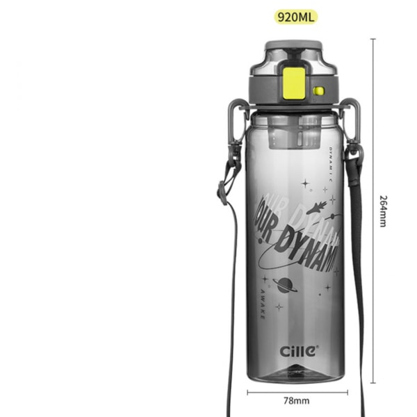 920 ml stor vattenflaska med handtag snöre utomhus fitness löpning klättring gym träning plast sportflaskor