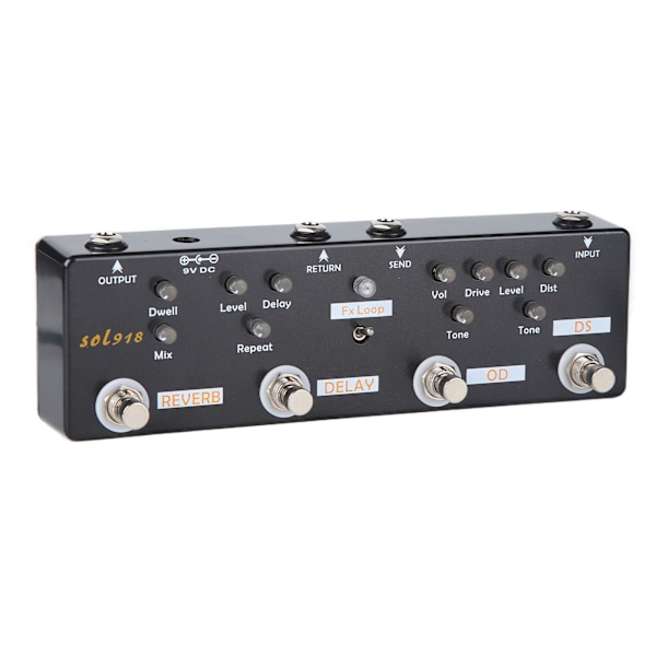 Gitarreffektpedal 5 Modus Reverb Delay Fx LOOP Verzerrung Overdrive Gitarren-Tuning-Zubehör