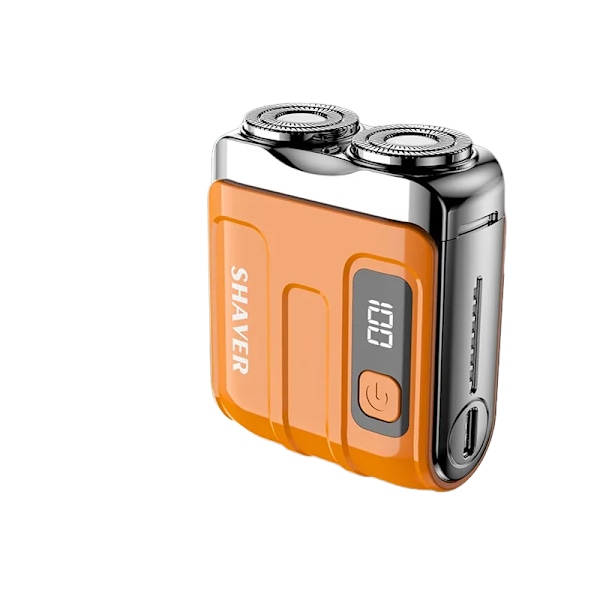 Elektrisk Rejsebarbermaskine til Mænd med Dobbelt Flydende Magnetisk Bladhoved, Bærbar Skægkniv, Genopladelig MINI Roterende Elektrisk Barbermaskine orange
