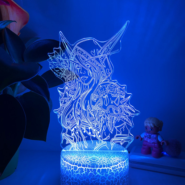 Qinwei Anime World of Warcraft LED-nattljus 3D Illusion-lampa med 16 färger inredning för fjärrkontrollrum för barn --- Crack Seat