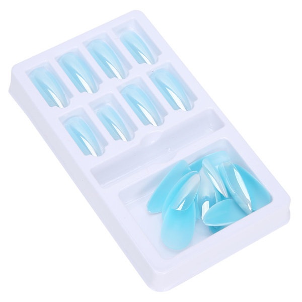 Gradient Pointed Fake Nails Tips Set Colored Full Cover False Nails with Nail FileF745-15