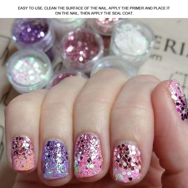 8 st / set Färgglada nagelpaljetter Glitterpulver Manikyrdekoration DIY Nail Art Paljetter