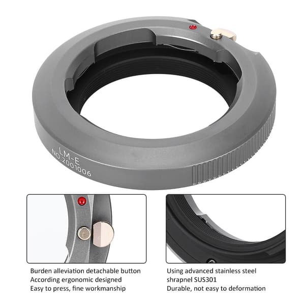 7Artisans M E Aluminium Magnesiumlegering Adapterring til Leica M Mount-objektiv til Sony E Mount-kamerahus