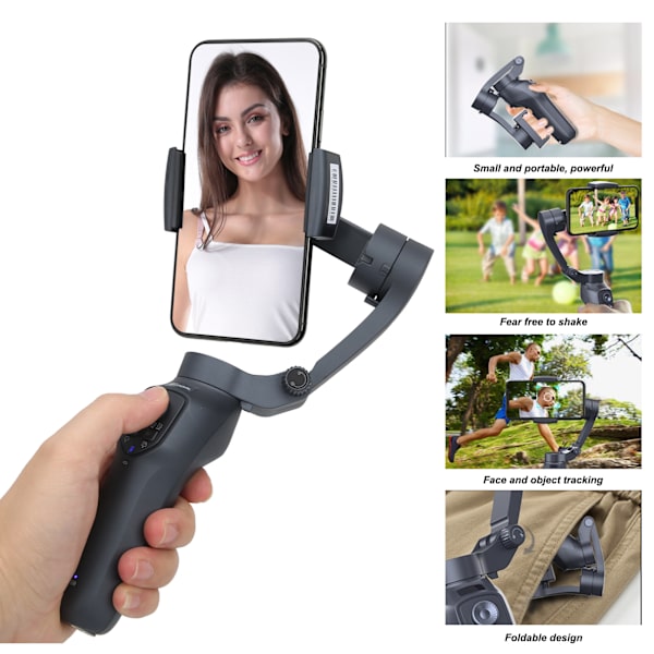 Handhållen mobiltelefonstabilisator hopfällbar rotationsantiskaknings-selfiesticka med stativ