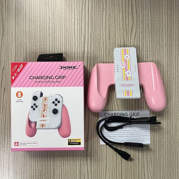 Laddningsgrepp för Nintendo Switch & Switch OLED Joy Con Grip Speltillbehör med Laddningsindikator Rosa/Svart