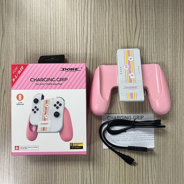 Opladningsgreb Controller til Nintendo Switch & Switch OLED Joy Con Grip Spiltilbehør med Opladningsindikator Pink/Sort