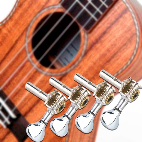 4 st/set Öppna Typ 2 Vänster 2 Höger Ukulele Strängknappar Ukulele Ersättningstillbehör (Silver)