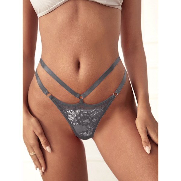 5 kpl G-string-tangat naisille, seksikäs pitsi, matala vyötärö, alusvaatteet naisille, näkymättömät T-back-tangat, harmaa, L