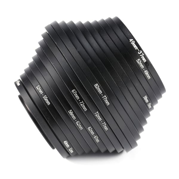 18 stk. Step Up Down Linsefilter Ring Adapter Sæt 37 - 82mm til Canon Nikon Metal (Sort)