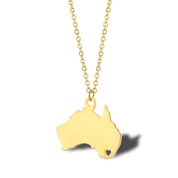 1 stk. Kort Halskæde, Australien Kort Vedhæng, Titan Stål Canberra Regional Topografisk Kort Damer Kædekæde (guld)