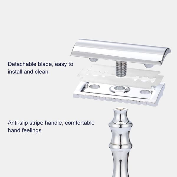 Man Shaving Razor Classic Double Edge Razor og Base Safety Shave (Blå Razor   Base)
