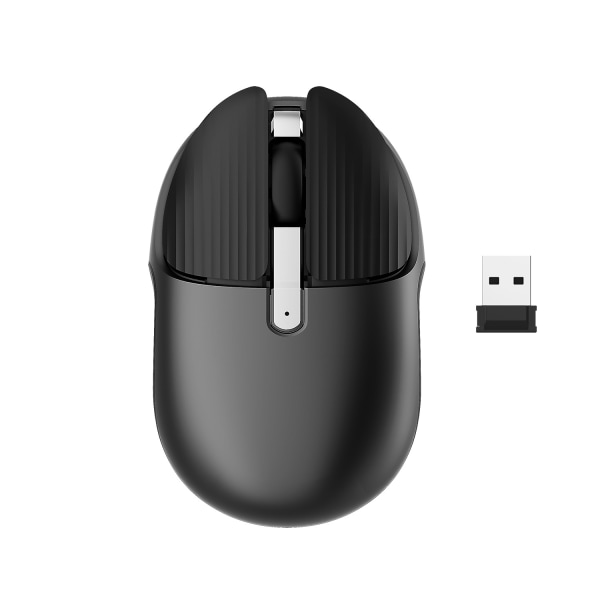 2.4G tyst trådlös mus, ergonomisk optisk kontorsmus kan laddas (grå)