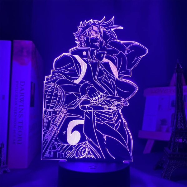 Anime 3D Lampe Gave LED Nattlys Manga Figur Joseph Joestar LED Illusjonslys for Soverom Decor Barn Bursdag Jul Gave (16 Farger med Fjernkontroll)