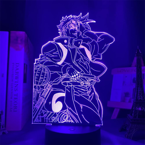 Anime 3D-lamppu lahjaksi, LED-yövalo, Manga-hahmo Joseph Joestar LED-illuusiovalo makuuhuoneen sisustukseen, lasten syntymäpäivälahja, joululahja (16 väriä kaukosäätimellä) JoJo Bisarra Äventyr